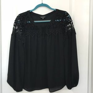 Express black blouse with lace shoulders